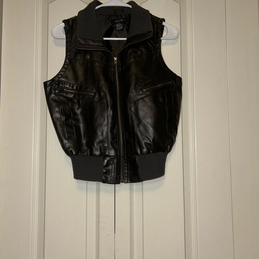 Paper Tee Dark Brown Leather Bomber Vest